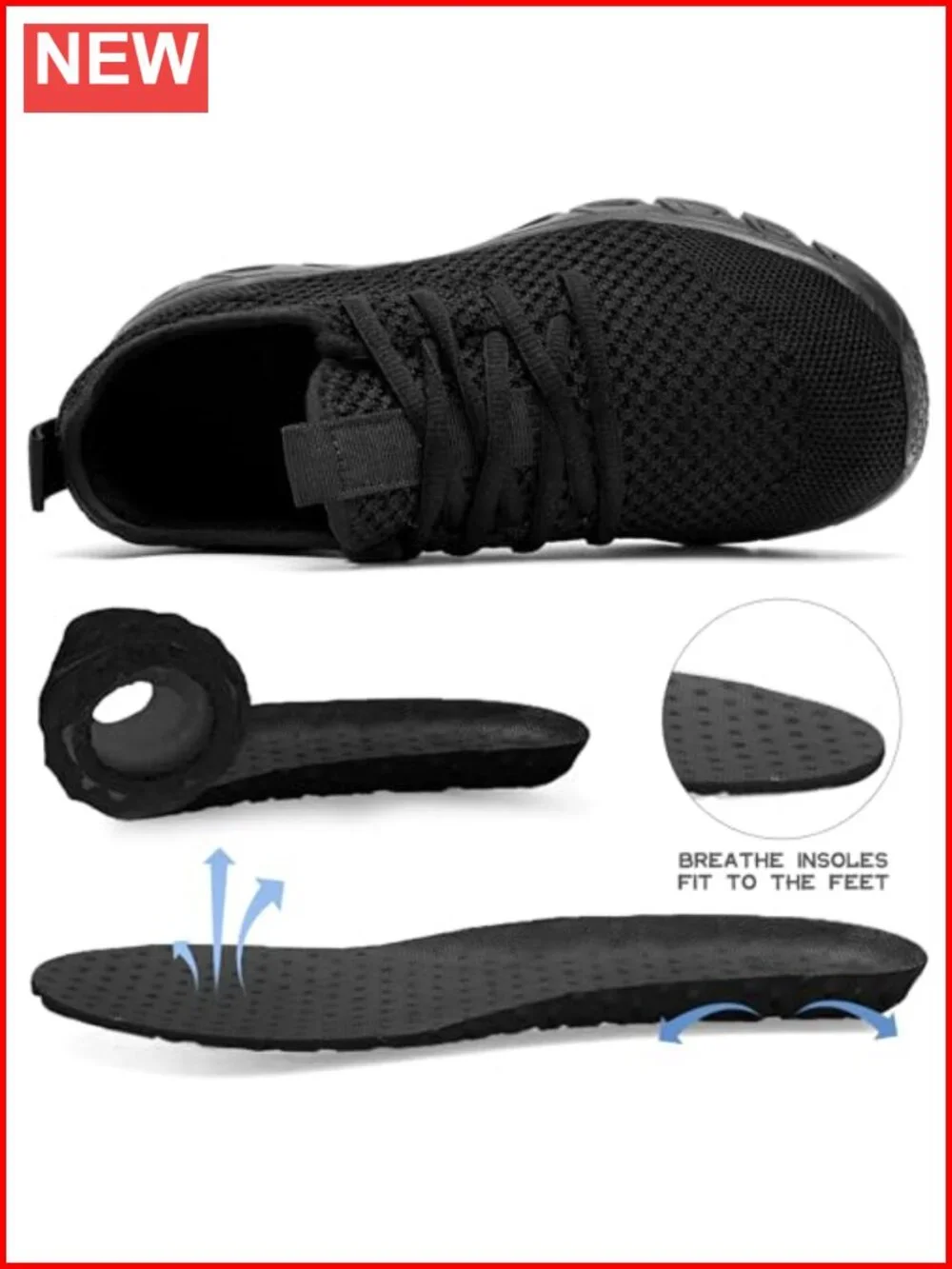 Slip On Running Sneakers Breathable Lightweight Lace Up Athletic Workout Gym